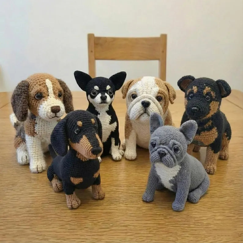 Dog Crochet Bundle Collection Amigurumi Bundle Included, French Bulldog, English Bulldog, Chihuahua, Dachshund, Beagle, German Shepherd