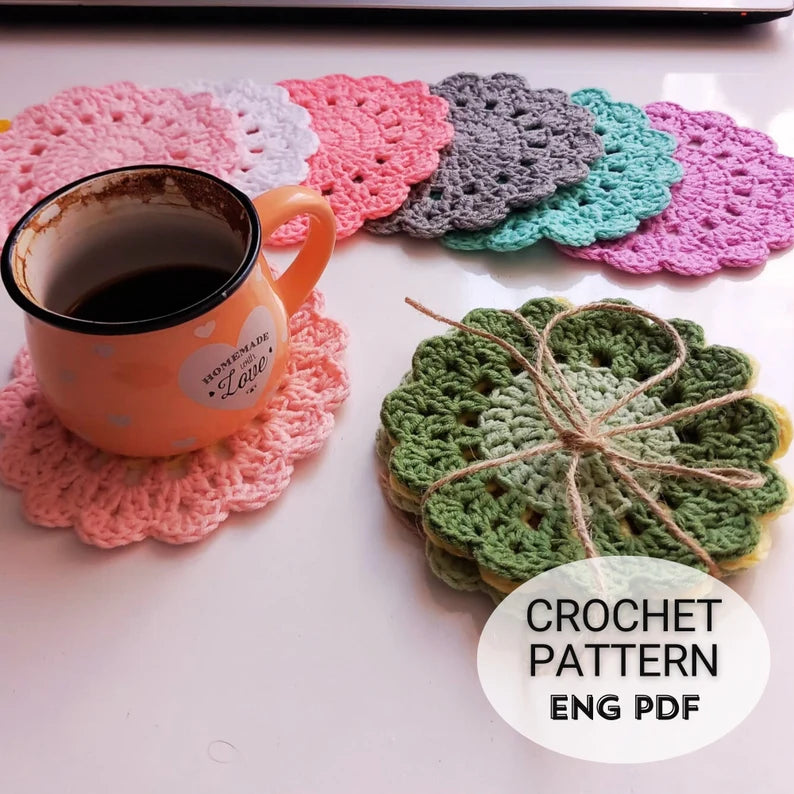 Crochet Coasters Pattern | Flower Coaster DIY Easy Coaster Crochet Patterns | BESTSELLER Handmade Gift